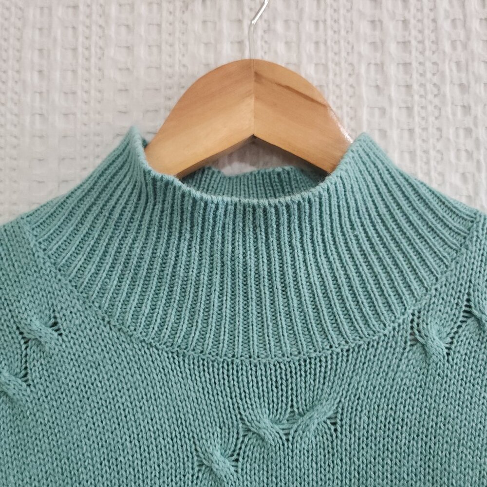 Vintage Teal Mock Neck Sweater M Partners by Mervyn’s 90s Soft Knit Pullover - Picture 9 of 12